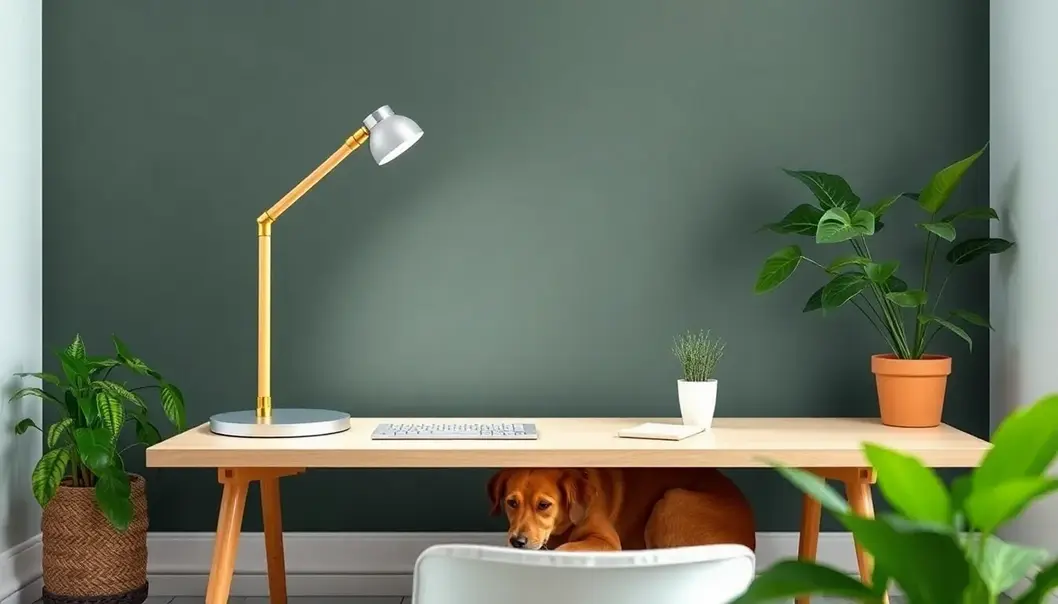 Smart desk lamp designed for pet-friendly home offices.