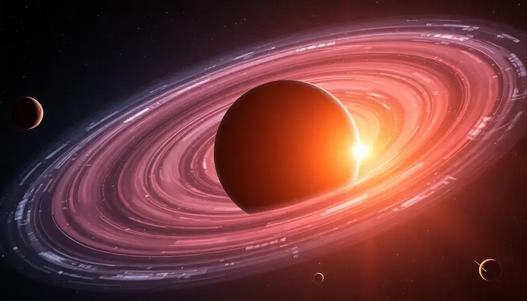 A newly discovered exoplanet with a vivid atmosphere orbiting its star.