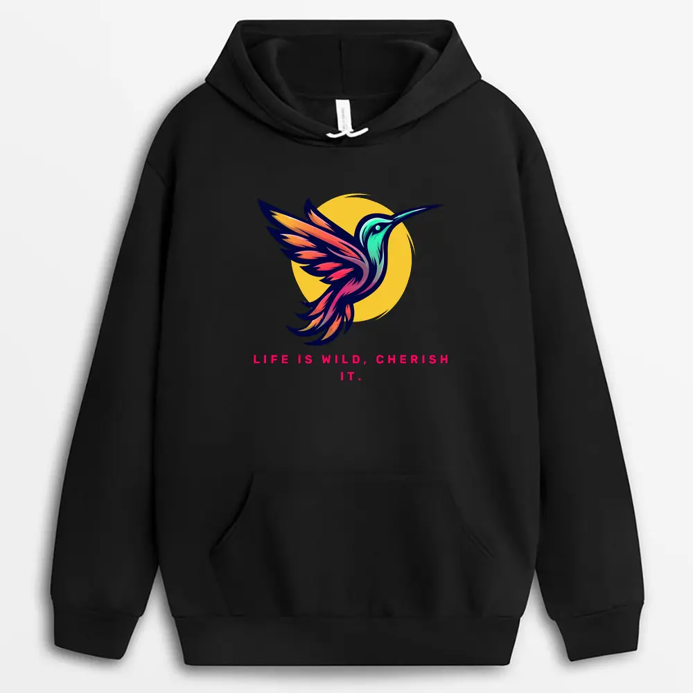 Nature’s Treasure Artistic Wildlife Hoodie – Black